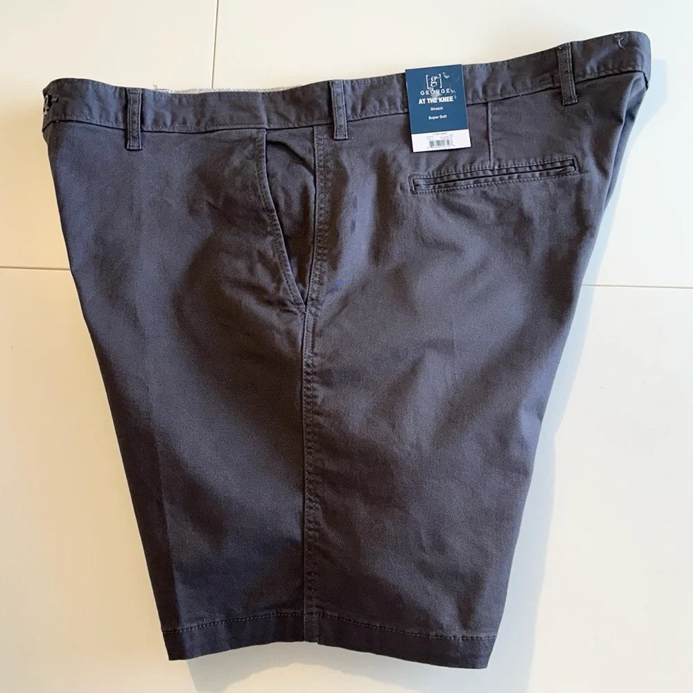 George Big Men’s Stretch Cotton Blend Twill Flat Front Shorts, 9” Inseam - Picture 5 of 11